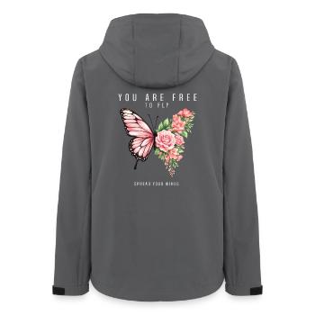 Inspirierende Schmetterlingsfan-Grafik - Frauen Recycelte Softshelljacke von Stanley/Stella - Anthrazit - Hinten - AI Model Female 172 light (172cm)