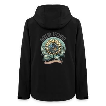 Berlin Techno - Love and Beats - Frauen Recycelte Softshelljacke von Stanley/Stella - Schwarz - Hinten - AI Model Female 172 light (172cm)