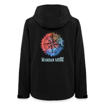 Wander More Compass Tie-Dye - Women’s Recycled Softshell Jacket by Stanley/Stella - black - Back - AI Model Female 172 light (172cm)
