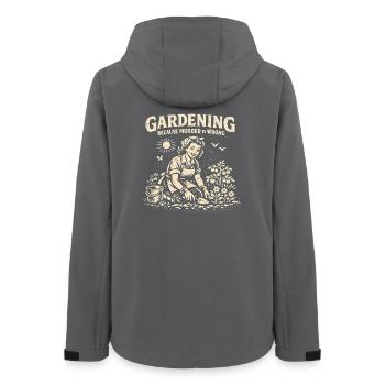 Gärtnern, weil Mord falsch ist – Gärtnern für Frau - Frauen Recycelte Softshelljacke von Stanley/Stella - Anthrazit - Hinten - AI Model Female 172 light (172cm)