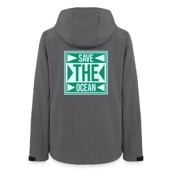 Save The Ocean Ocean Activism Environment Statement - Women’s Recycled Softshell Jacket by Stanley/Stella - anthracite - Back - AI Model Female 172 light (172cm)