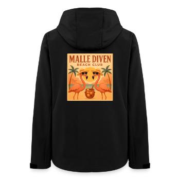 Malle Diven Beach Club Flamingo Mallorca Party - Frauen Recycelte Softshelljacke von Stanley/Stella - Schwarz - Hinten - AI Model Female 172 light (172cm)