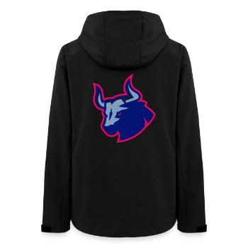Stierblauer Neon-Umriss - Frauen Recycelte Softshelljacke von Stanley/Stella - Schwarz - Hinten - AI Model Female 172 light (172cm)