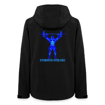 Strength Over Ego - Bodybuilding and Powerlifting - Women’s Recycled Softshell Jacket by Stanley/Stella - black - Back - AI Model Female 172 light (172cm)