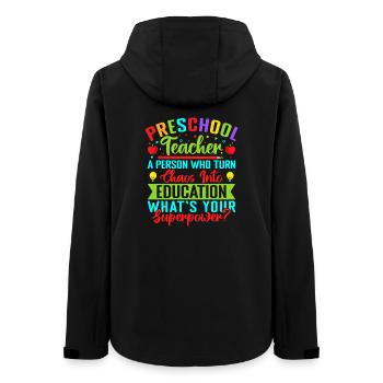 Pre K Teacher What´s Your Superpower Kindergarten - Frauen Recycelte Softshelljacke von Stanley/Stella - Schwarz - Hinten - AI Model Female 172 light (172cm)