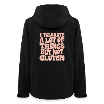 Tolerate a lot, but no gluten - Women’s Recycled Softshell Jacket by Stanley/Stella - black - Back - AI Model Female 172 light (172cm)