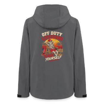 Off-Duty Lifeguard Strandhumor - Frauen Recycelte Softshelljacke von Stanley/Stella - Anthrazit - Hinten - AI Model Female 172 light (172cm)