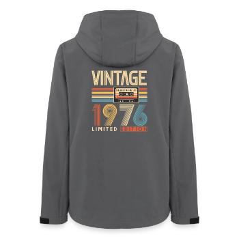 Anniversaire 50 Ans, Vintage 1976 - Veste softshell femme recyclée Stanley/Stella - charbon - Dos - AI Model Female 172 light (172cm)
