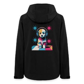 Chiot caniche avec un casque - Veste softshell femme recyclée Stanley/Stella - noir - Dos - AI Model Female 172 light (172cm)