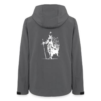 Ritter-Silhouette mit Banner und Schwert - Frauen Recycelte Softshelljacke von Stanley/Stella - Anthrazit - Hinten - AI Model Female 172 light (172cm)