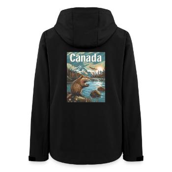 Merveilles naturelles du Canada Paysage au bord du lac avec des castors - Veste softshell femme recyclée Stanley/Stella - noir - Dos - AI Model Female 172 light (172cm)