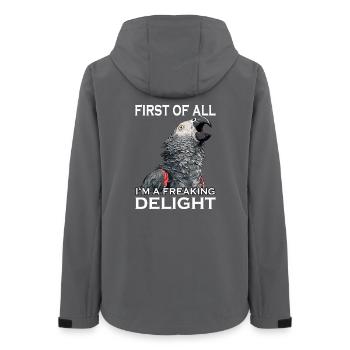 Graupapagei Vogel Humor Frecher Papagei Sarkasmus - Frauen Recycelte Softshelljacke von Stanley/Stella - Anthrazit - Hinten - AI Model Female 172 light (172cm)