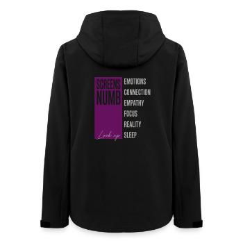 Anti Ai Screens Numb - Women’s Recycled Softshell Jacket by Stanley/Stella - black - Back - AI Model Female 172 light (172cm)