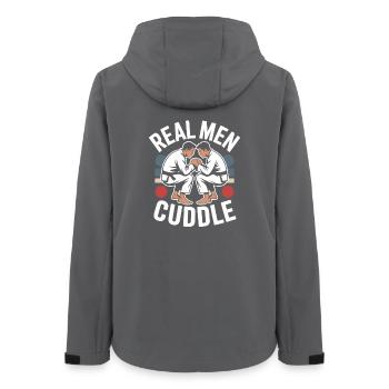 Real Men Cuddle Brazilian Jiu Jitsu MMA Judo BJJ - Frauen Recycelte Softshelljacke von Stanley/Stella - Anthrazit - Hinten - AI Model Female 172 light (172cm)