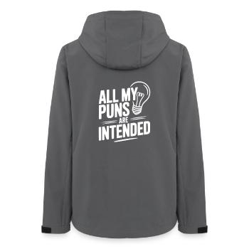 Tous mes jeux de mots sont intentionnels - Veste softshell femme recyclée Stanley/Stella - charbon - Dos - AI Model Female 172 light (172cm)