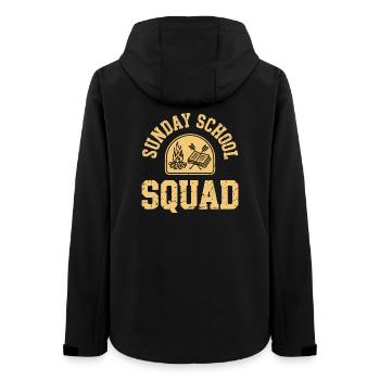 Sunday School Squad - Women’s Recycled Softshell Jacket by Stanley/Stella - black - Back - AI Model Female 172 light (172cm)