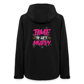Time to get muddy Schlammlauf Mud Run Muddy Race - Frauen Recycelte Softshelljacke von Stanley/Stella - Schwarz - Hinten - AI Model Female 172 light (172cm)