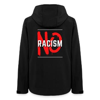 No Racism Statement - Women’s Recycled Softshell Jacket by Stanley/Stella - black - Back - AI Model Female 172 light (172cm)