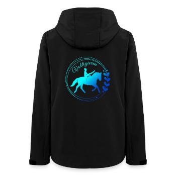 Voltigieren Mühle: Volti Pferdesport Pflichtübung - Frauen Recycelte Softshelljacke von Stanley/Stella - Schwarz - Hinten - AI Model Female 172 light (172cm)