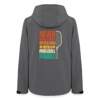 Never Underestimate Old Man Pickleball - Women’s Recycled Softshell Jacket by Stanley/Stella - anthracite - Back - AI Model Female 172 light (172cm)
