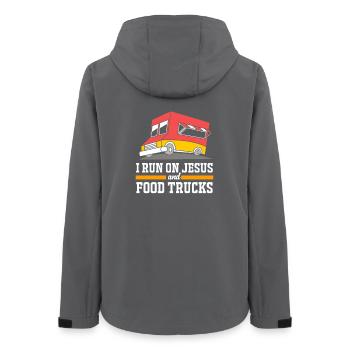 Imbiss Food Truck - Frauen Recycelte Softshelljacke von Stanley/Stella - Anthrazit - Hinten - AI Model Female 172 light (172cm)