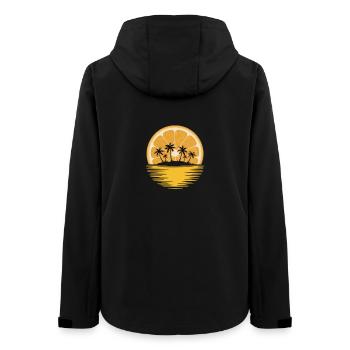 Orange sunset with palm island - Women’s Recycled Softshell Jacket by Stanley/Stella - black - Back - AI Model Female 172 light (172cm)