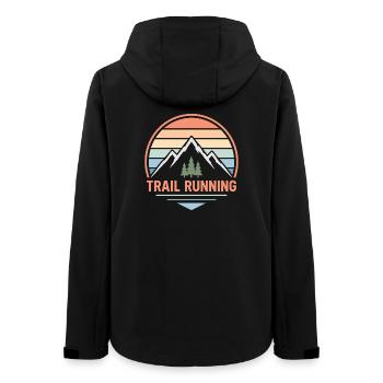 Trailrunning Pastel Mountain Sunset - Frauen Recycelte Softshelljacke von Stanley/Stella - Schwarz - Hinten - AI Model Female 172 light (172cm)