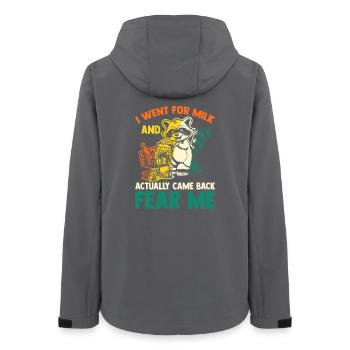 Funny Raccoon Dad Came Back With Milk Trash Panda - Frauen Recycelte Softshelljacke von Stanley/Stella - Anthrazit - Hinten - AI Model Female 172 light (172cm)