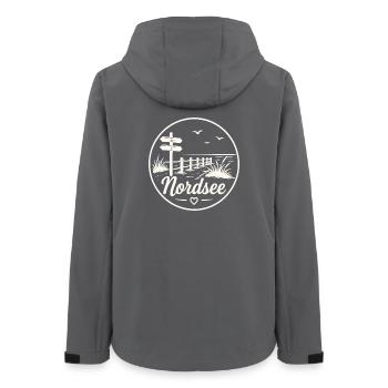 Nordsee Wegweiser Strand Dünenweg Küsten liebe - Frauen Recycelte Softshelljacke von Stanley/Stella - Anthrazit - Hinten - AI Model Female 172 light (172cm)