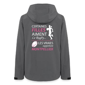 Certaines Filles Aiment Le Rugby Les Vraies Sup... - Veste softshell femme recyclée Stanley/Stella - charbon - Dos - AI Model Female 172 light (172cm)