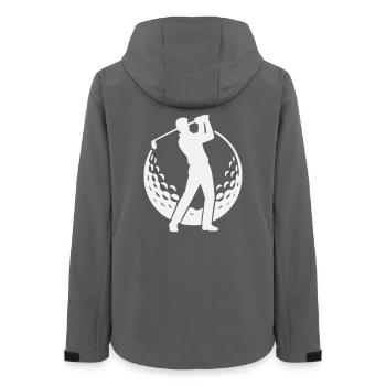 Golfmotiv - Golfer Silhouette im Golfball - Frauen Recycelte Softshelljacke von Stanley/Stella - Anthrazit - Hinten - AI Model Female 172 light (172cm)