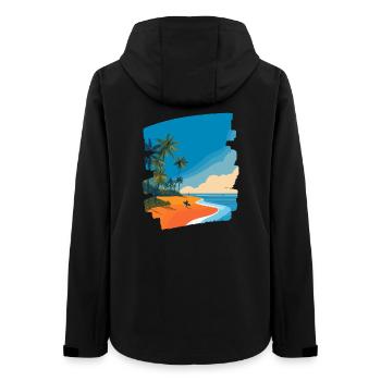 Tropischer Strand - Frauen Recycelte Softshelljacke von Stanley/Stella - Schwarz - Hinten - AI Model Female 172 light (172cm)