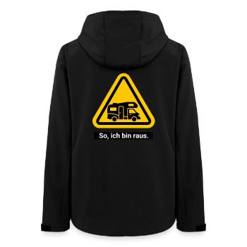 So, ich bin raus. Wohnmobil Freiheit - Frauen Recycelte Softshelljacke von Stanley/Stella - Schwarz - Hinten - AI Model Female 172 light (172cm)