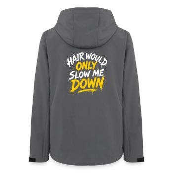 Hair Would Only Slow Me Down - Bald Humor - Women’s Recycled Softshell Jacket by Stanley/Stella - anthracite - Back - AI Model Female 172 light (172cm)