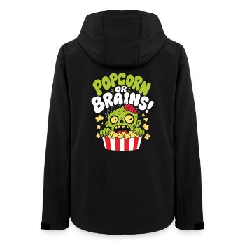 Popcorn Or Brains Zombie Horror - Women’s Recycled Softshell Jacket by Stanley/Stella - black - Back - AI Model Female 172 light (172cm)