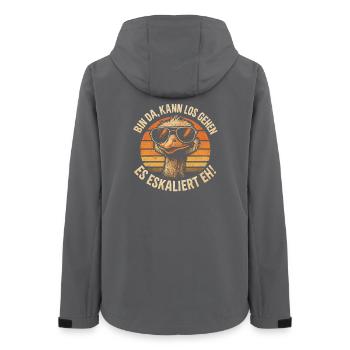 Es Eskaliert Eh Strauß Vogel Party Humor Spruch - Frauen Recycelte Softshelljacke von Stanley/Stella - Anthrazit - Hinten - AI Model Female 172 light (172cm)