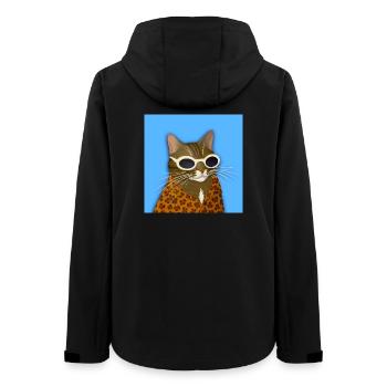 Chat tigré en imprimé léopard - Veste softshell femme recyclée Stanley/Stella - noir - Dos - AI Model Female 172 light (172cm)