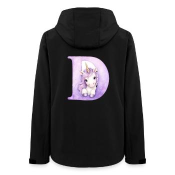 Buchstabe D Lila Einhorn - Frauen Recycelte Softshelljacke von Stanley/Stella - Schwarz - Hinten - AI Model Female 172 light (172cm)