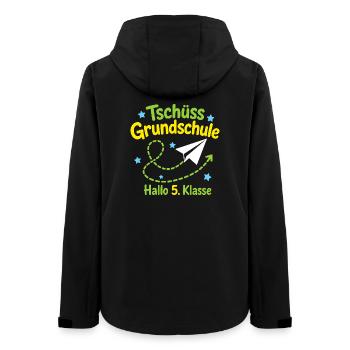 Tschüss Grundschule, Hallo 5. Klasse Papierflieger - Frauen Recycelte Softshelljacke von Stanley/Stella - Schwarz - Hinten - AI Model Female 172 light (172cm)