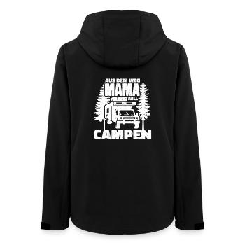 Aus dem Weg Mama campt - Frauen Recycelte Softshelljacke von Stanley/Stella - Schwarz - Hinten - AI Model Female 172 light (172cm)