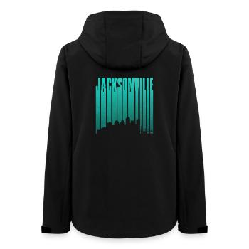 Jacksonville Skyline Vertical Typo - Women’s Recycled Softshell Jacket by Stanley/Stella - black - Back - AI Model Female 172 light (172cm)