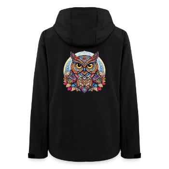 Owl decorated with Mandalas - Women’s Recycled Softshell Jacket by Stanley/Stella - black - Back - AI Model Female 172 light (172cm)
