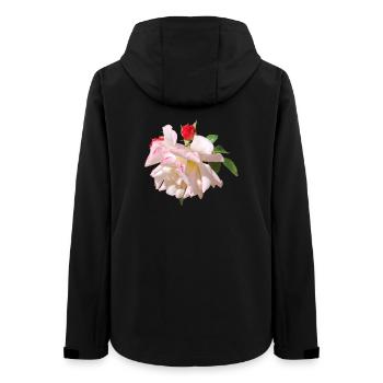 Rosenblüte Weiß Rosa Akzente - Frauen Recycelte Softshelljacke von Stanley/Stella - Schwarz - Hinten - AI Model Female 172 light (172cm)