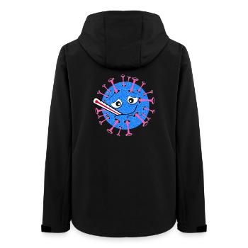 Krankes Virus – Cartoon mit Fieberthermometer - Frauen Recycelte Softshelljacke von Stanley/Stella - Schwarz - Hinten - AI Model Female 172 light (172cm)