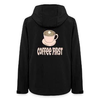 coffee first - Frauen Recycelte Softshelljacke von Stanley/Stella - Schwarz - Hinten - AI Model Female 172 light (172cm)