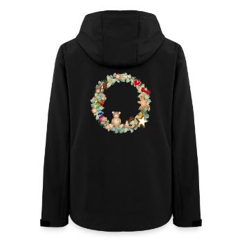 Colorful Christmas wreath with toys and gingerbread - Women’s Recycled Softshell Jacket by Stanley/Stella - black - Back - AI Model Female 172 light (172cm)