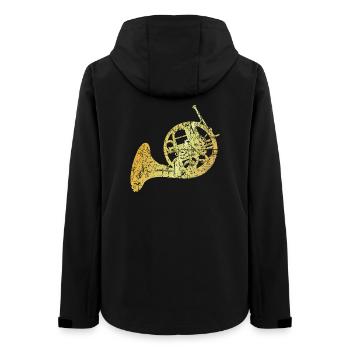 French Horn, Jagdhorn, Horn (Goldgelb) - Frauen Recycelte Softshelljacke von Stanley/Stella - Schwarz - Hinten - AI Model Female 172 light (172cm)