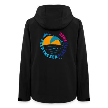 Delfine, keep the sea plastic free - Frauen Recycelte Softshelljacke von Stanley/Stella - Schwarz - Hinten - AI Model Female 172 light (172cm)