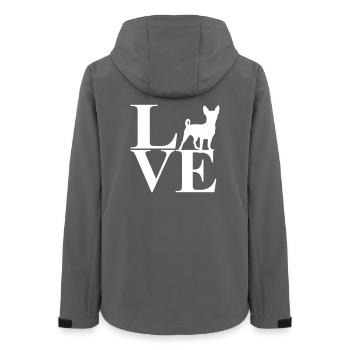 Hundeliebe im LOVE Design - Frauen Recycelte Softshelljacke von Stanley/Stella - Anthrazit - Hinten - AI Model Female 172 light (172cm)