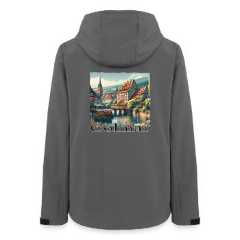 Charme de la vieille ville de Colmar et architecture de style colonial - Veste softshell femme recyclée Stanley/Stella - charbon - Dos - AI Model Female 172 light (172cm)